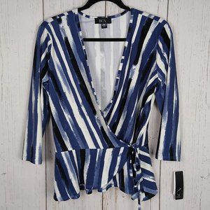 NWT BCX Striped Wrap Top XL